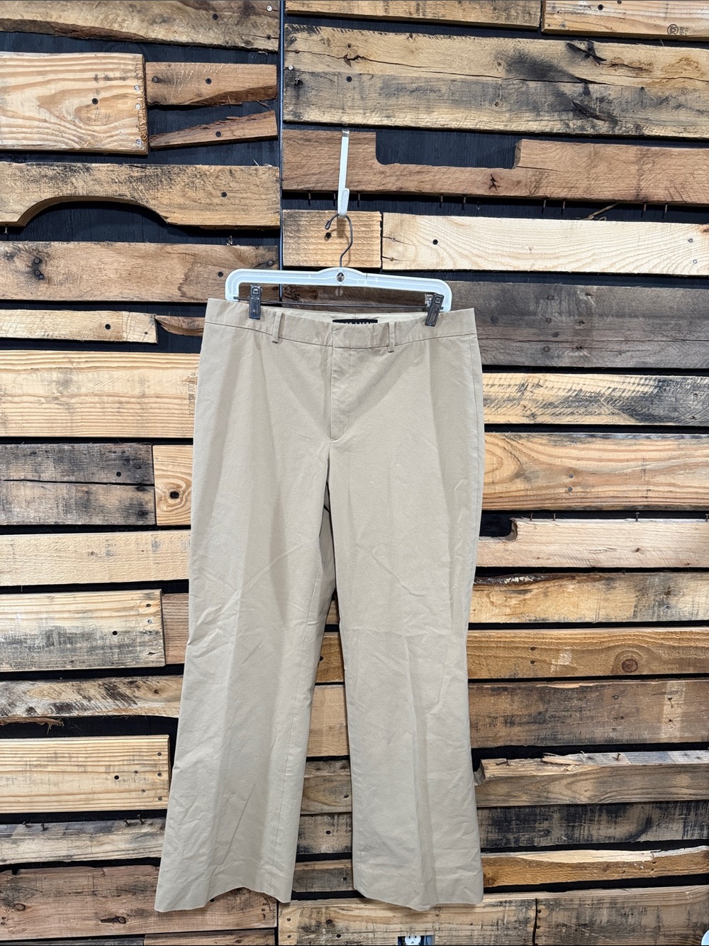 Ralph Lauren Black Label Silk Lined Wide Leg Khaki Trousers Size Women’s 12